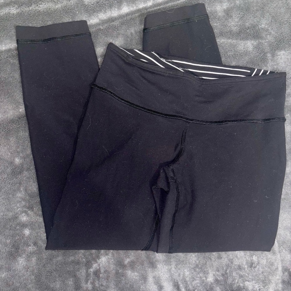 Lululemon Athletica Black Capris with Striped Detail